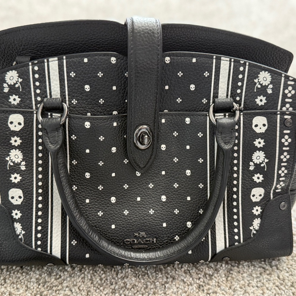 Coach Mercer Black Skull Bandana Purse